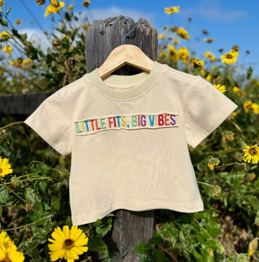 "Little Fits, Big Vibes" Embroidered T-Shirt