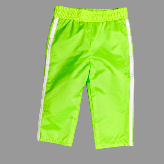 Neon Green Track Pants with Classic White Stripes